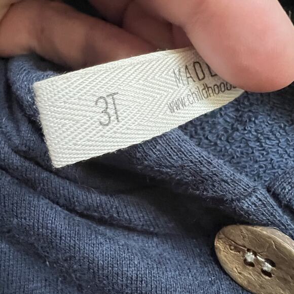 Childhoods Navy Hoodie Button Front Romper - Picture 3 of 3